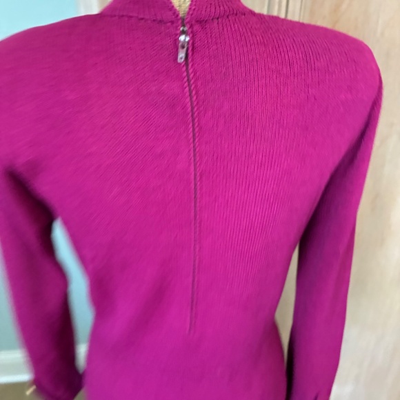 St. John Vintage 80’s Santana Knit Long Sleeve Sweater Dress pink burgundy 4 - Picture 14 of 16